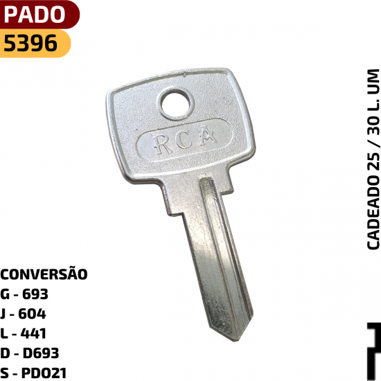 Convers�o do C�digo RCA:

G - 693

J - 604

L - 441

D - D693

S - PDO21