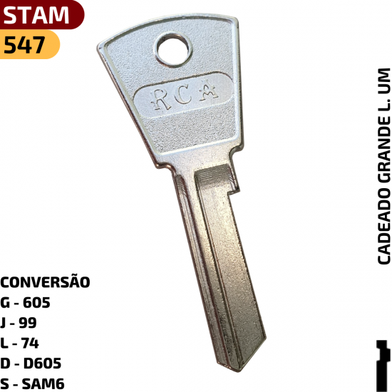CONVERS�O DO C�DIGO RCA

G - 605

J - 99

L - 74

D - D605

S - SAM6